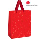 Пакет подарочный 26*32*12см MESHU "Christmas pattern", фольга,  ламинация с блестками