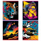 Тетрадь 80л., А5, клетка на гребне BG "Графические плакаты", матовая ламинация, выб. лак