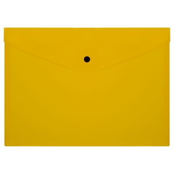 Папка-конверт на кнопке СТАММ А4, 150мкм, пластик, прозрачная, желтая