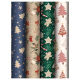 Упаковочная бумага глянц. 70*100см, MESHU "Ginger cookies", 70г/м2, ассорти 4 дизайна