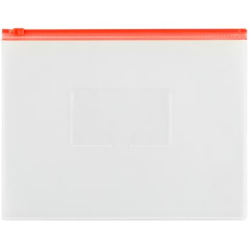 Папка-конверт на zip-молнии OfficeSpace А5, полипропилен, 150мкм, прозрачная, карман, молния красная