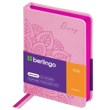 Ежедневник датированный 2026г., А6, 184л., кожзам, Berlingo 