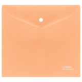 Папка-конверт на кнопке СТАММ "Акцент" А5+, 180мкм, пластик, непрозрачная, персиковая