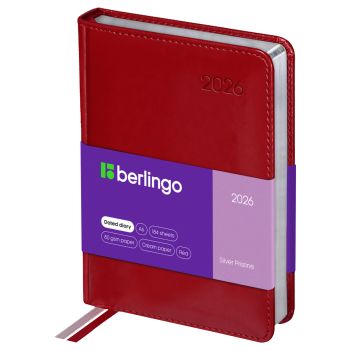 Ежедневник датированный 2026г., А6, 184л., кожзам, Berlingo 