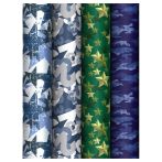 Упаковочная бумага глянц. 70*100см, MESHU "Милитари", 80 г/м2, ассорти, 4 дизайна