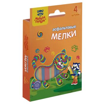 Мелки радужные для асфальта Мульти-Пульти 4цв., 4шт, картонная упаковка с европодвесом