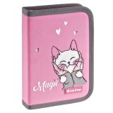 Пенал 1 отделение, 200*140*40 мм, Berlingo "Mew-gic", 1 дополнительная откидная секция, полиэстер