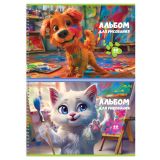 Альбом для рисования 40л., А4, на гребне BG "Рисуем лапками"
