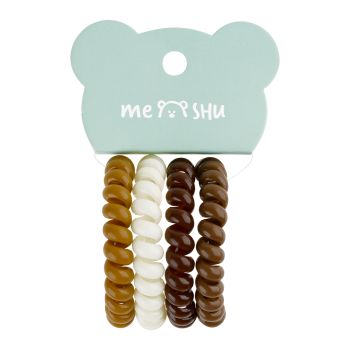 Резинки для волос MESHU, пружинки, коричневые ассорти, 4шт., диаметр 4,5см, европодвес