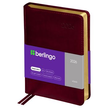 Ежедневник датированный 2026г., А6, 184л., кожзам, Berlingo 