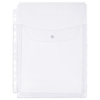 Папка-вкладыш с перфорацией на кнопке СТАММ А4, ПВХ, 180мкм, глянцевый, расширяющаяся до 250л.