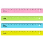 Линейка 25см СТАММ, пластиковая, прозрачная, неоновые цвета, ассорти