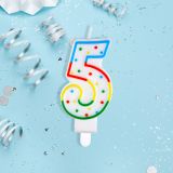 Свеча для торта с держателем MESHU "Цифра 5", 8,5см, блистер