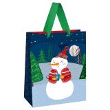 Пакет подарочный 18*23*10см MESHU "Funny snowman", блестки, матовая ламинация