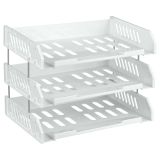 Лоток для бумаг горизонтальный СТАММ "Сити", набор 3шт., на мет. стержнях, широкая загрузка, белый