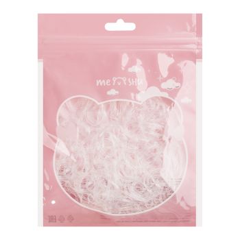 Резинки для волос MESHU, прозрачные, 300шт., диаметр 2см, европодвес