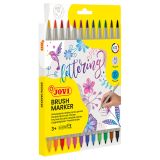Набор двухсторонних маркеров-кистей JOVI "Lettering", 12цв., на водной основе, кисть/пулевидный