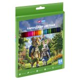 Карандаши цветные ArtSpace "School mood", 24цв., шестигранные, заточен., картон. упак., европодвес