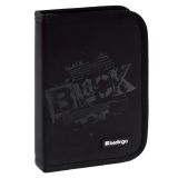 Пенал 1 отделение, 200*140*40 мм, Berlingo "Black", 1 дополнительная откидная секция, полиэстер