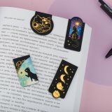 Закладки магнитные для книг, 4шт., MESHU "Лунный кот", софт-тач, фольга Закладки магнитные для книг, 4шт., MESHU "Лунный кот", софт-тач, фольга