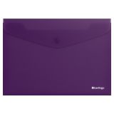 Папка-конверт на кнопке Berlingo "Soft Touch", А4, 200мкм, софт-тач, фиолетовая