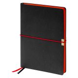 Ежедневник недатированный, А5, 136л., кожзам, Berlingo "Casual", с резинкой, черный, красный срез