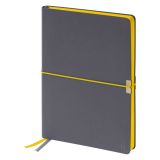 Ежедневник недатированный, А5, 136л., кожзам, Berlingo "Casual", с резинкой, серый, желтый срез