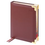 Ежедневник датированный 2026г., А6, 184л., Delucci, Фактурная кожа, зол. срез, коричневый